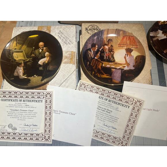 AWESOME LOT OF 18 VINTAGE NORMAN ROCKWELL PLATES KNOWLES — WITH BOXES + PAPERS! - Picture 11 of 13
